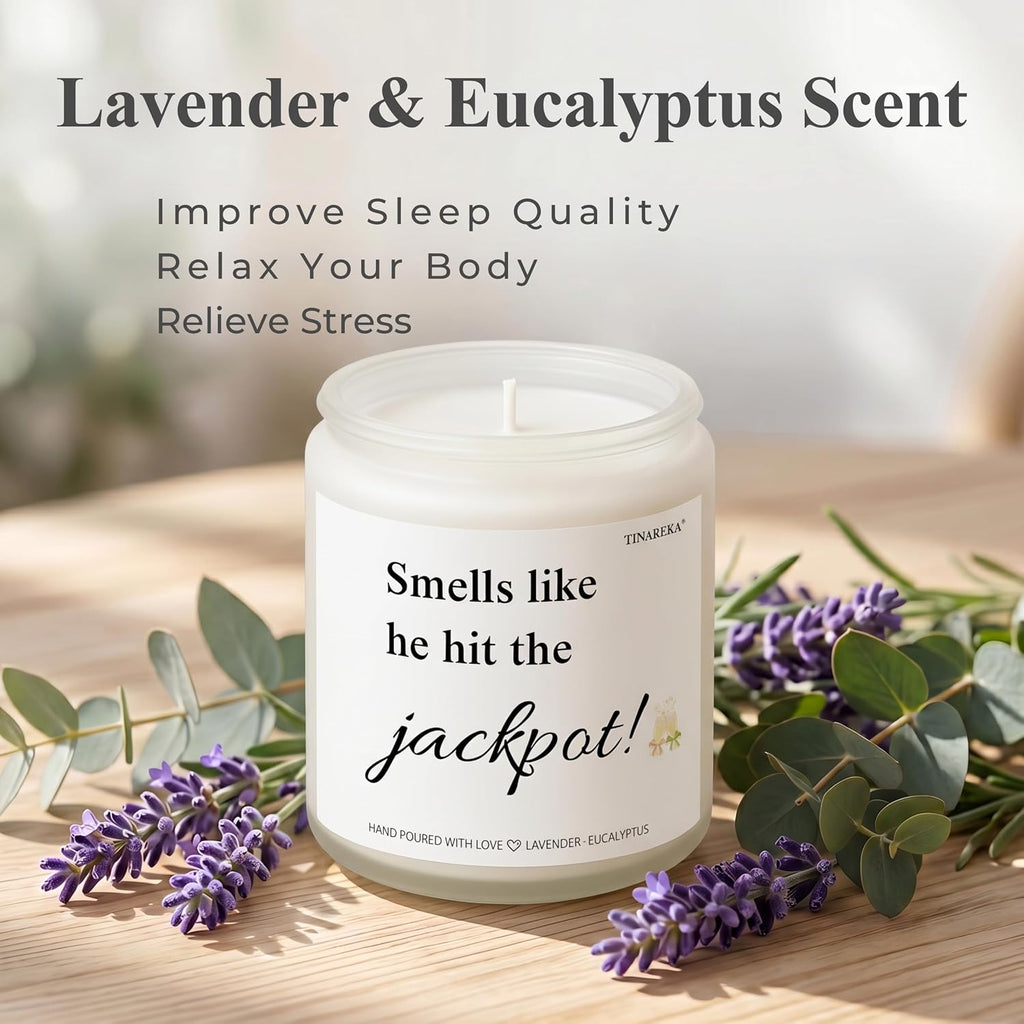 Engagement Candle – Funny Bridal Shower Gifts for Bride to Be | 7oz Lavender Eucalyptus Candle 100% Natural Soy Wax, 40 Hour Burn Time, Engagement Gifts for Women Bride
