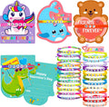 Gofriipai Valentines Day Cards for Kids School with Bracelets 24 Pack, Valentines Day Gifts for Kids Classroom with Friendship Bead Bracelets, Exchange Gift Valentine Party Favors for Kids Girls Boys