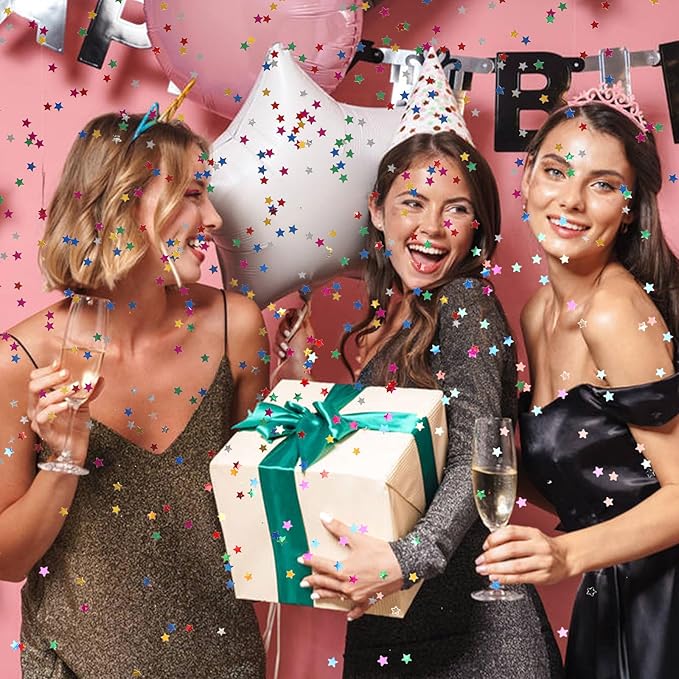 STEFORD 150g Rainbow Star Confetti, 6mm Multicolor Star Glitter Metallic Sequin Sprinkle Stars Rainbow Glitter Confetti for Birthday Party Wedding Halloween Christmas DIY Decorations