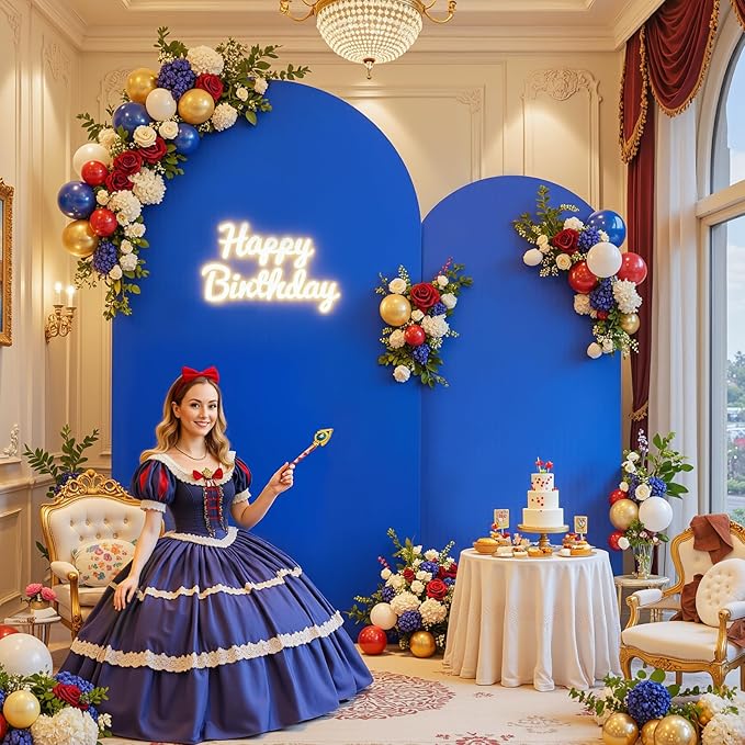 Royal Blue Arch Backdrop Cover for Wedding, 7.2FT 6FT Set of 2 Stretchy Spandex Fitted Arch Stand Cover for Baby Shower, Birthday Party Decor, Chiara Backdrop Cover with Double-Sided Design