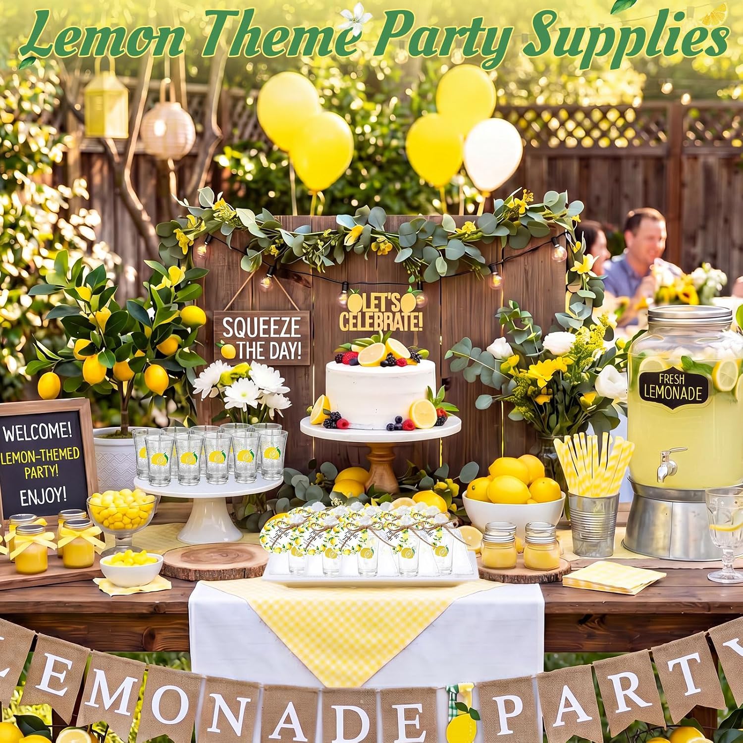 Funnymoom 50 Sets Lemon Party Favors for Guests Baby Shower Decorations with Acrylic Shot Glasses Lemon Theme Supplies for Summer Birthday Bridal Shower Gender Reveal Party