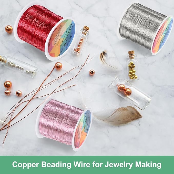 0.3mm Jewelry Wire, 28 Gauge 328FT Craft Wire Copper Beading Wire for Jewelry Making/Planting/Weaving/DIY Crafting, Soft Metal Wires [100M, Rose Golden]
