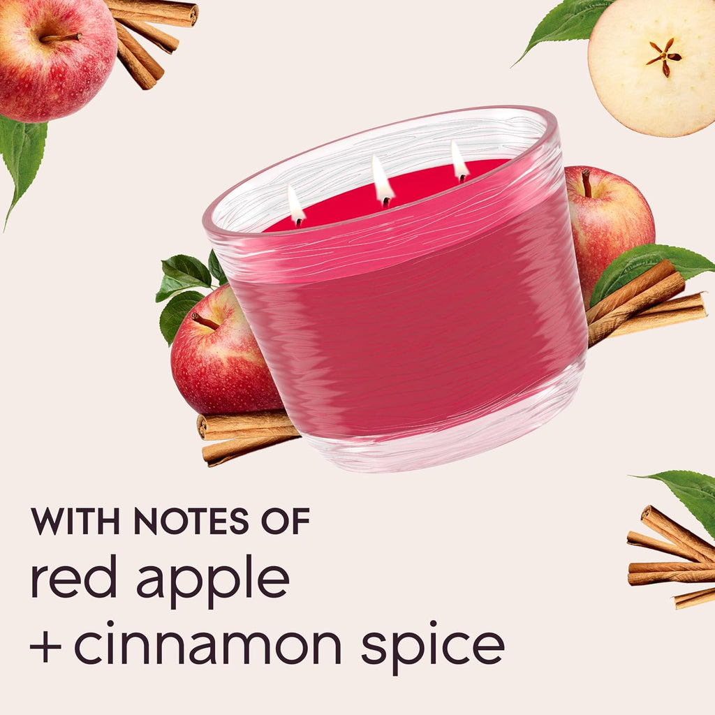 Glade 3-Wick Scented Candle Jar, Apple Cinnamon, Air Freshener Infused with Essential Oils, 6.8 Oz, 3 Count