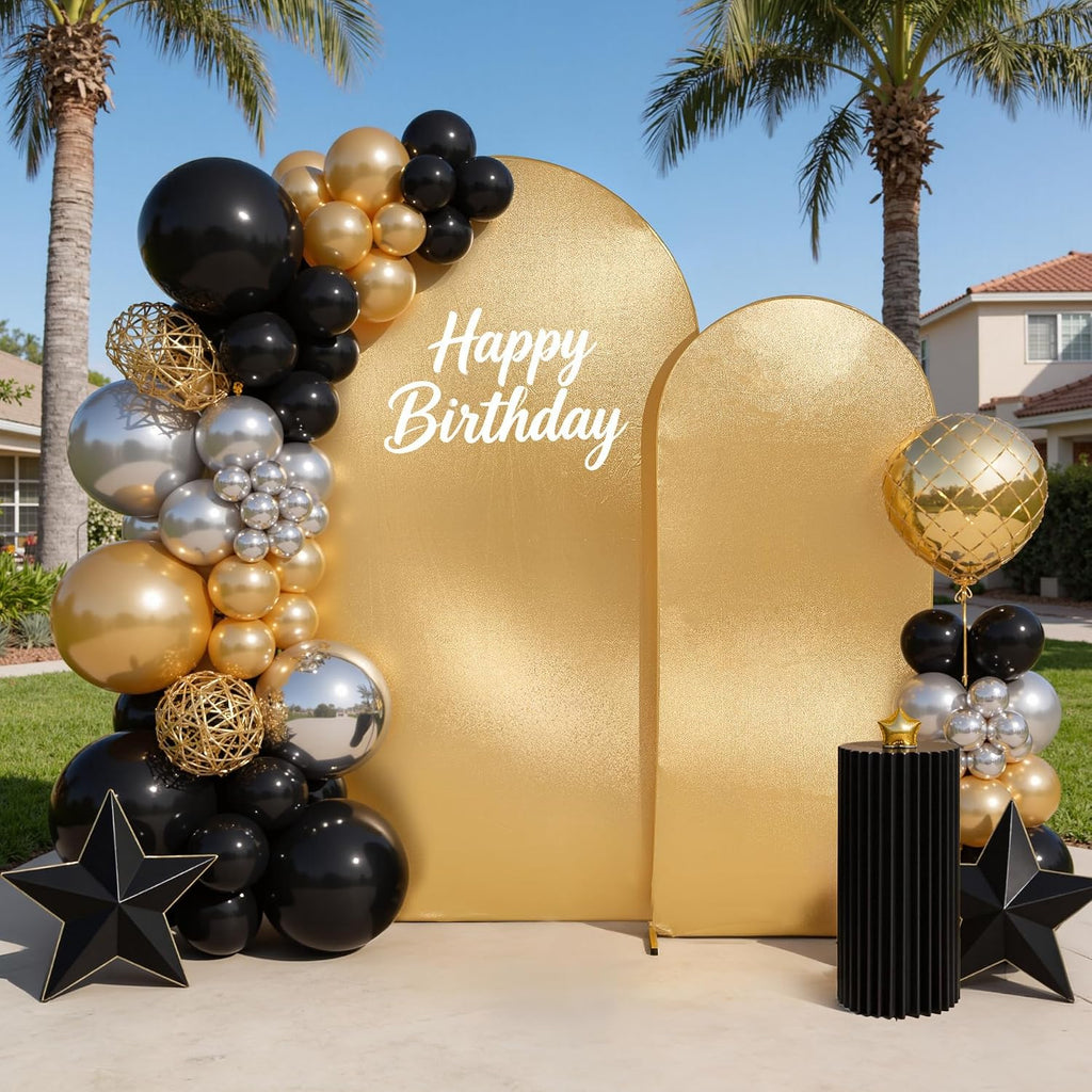 gold black glitter arch backdrop cover 2set (6, close-up detail