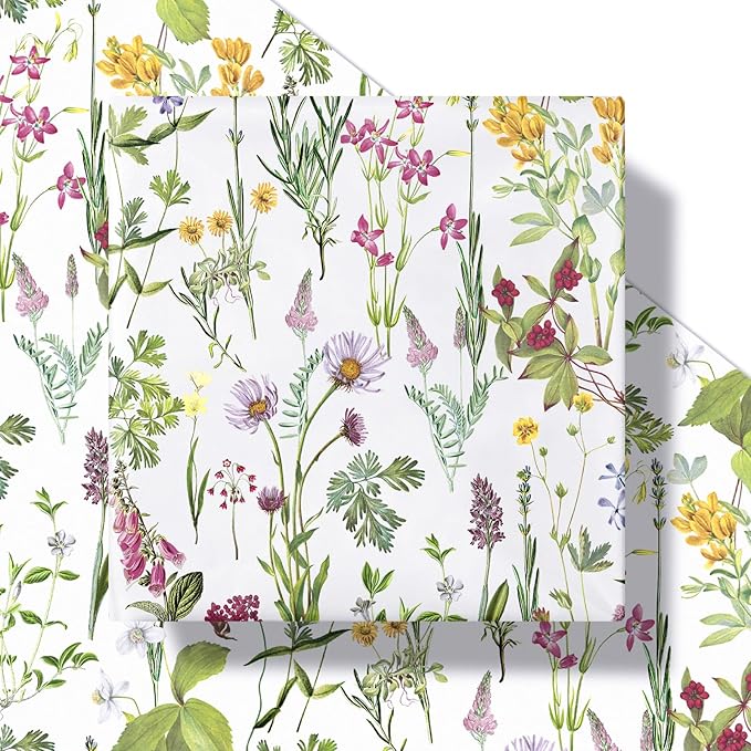 RUSPEPA 30" X 100' Wild Flower Wrapping Large Paper Roll for Women Girls, Jumbo Roll, Elegant Floral Design Gift Wrap Perfect for Birthday, Bridal Shower, Spring, Wedding, Mother's Day