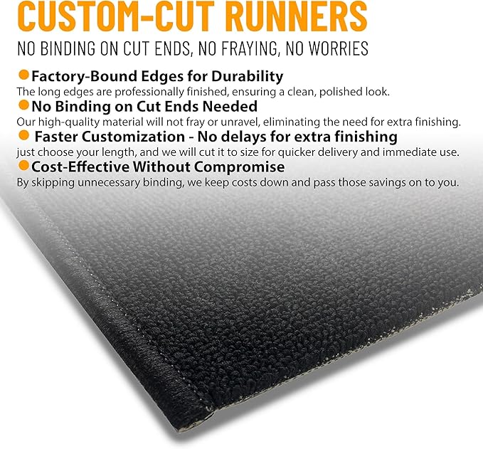 Ottomanson 3x20 Non Slip Extra Long Hallway Runner Rug with Rubber Backing - Solid Modern Kitchen Rug for Bedroom or Living Room, Black, 2'7" x 20'