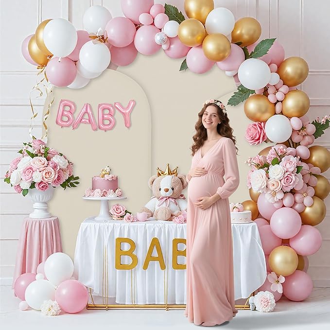 Wedding Arch Covers Arch Backdrop Cover Arch Stand Covers 7.2FT 6FT Set 2 Arch Cover Spandex Fabric Stretchy Backdrop for Wedding Birthday Party Decoration Baby Shower (Off-White)
