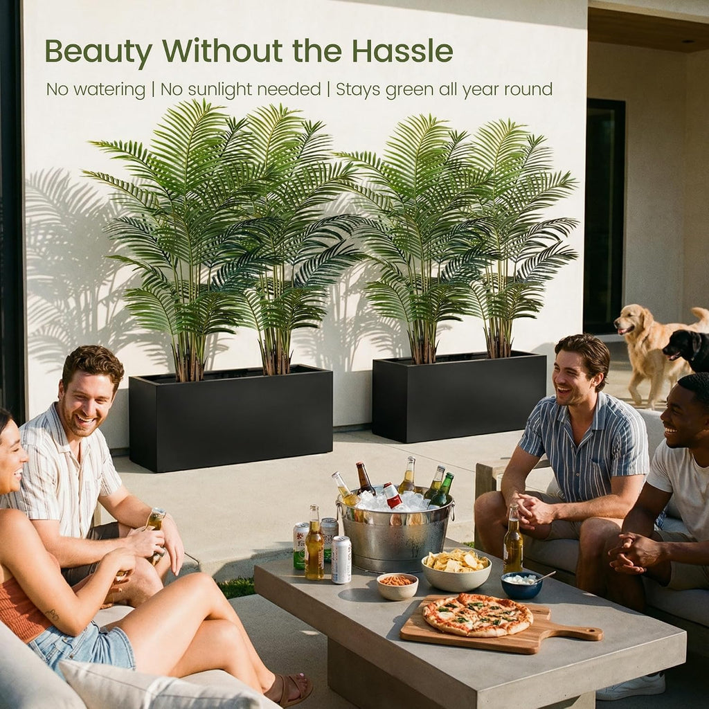 6ft 2-pack artificial areca palm plant in pot shown in use