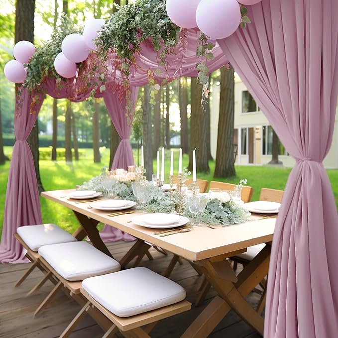 Wedding Arch Draping Fabric, 1 Panel 28" x 19Ft Dusty Rose Arch Drapes Sheer Backdrop Curtain for Wedding Ceremony Party Ceiling Decor