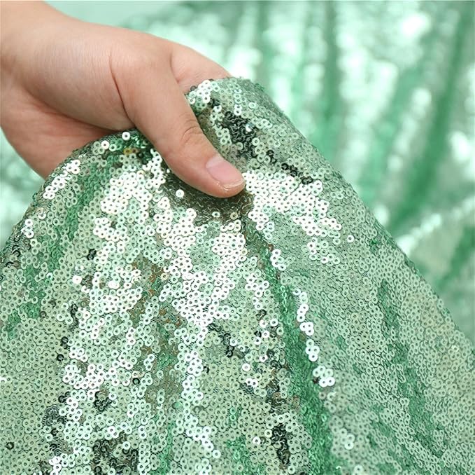 Eternal Beauty Mint Green Sequin Backdrop, 10x10 Ft Glitter Background Curtains for Shimmer Photography Party Wedding Birthday Back Drop Decor