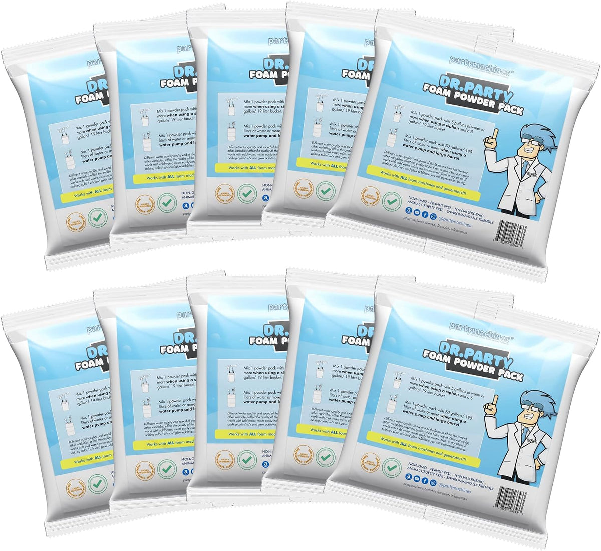 Foam Party Machine Solution - Powder Pack of 10 for Several Hundred Gallons o...