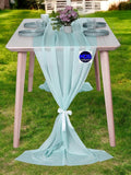 MDS 2 Pack 14ft Chiffon Table Runner 29 x 170 Inches Sheer Wedding Runner Romantic Rustic Table Runner for Wedding Decorations, Birthday Parties, Bridal Shower Party Arch Decor - Teal