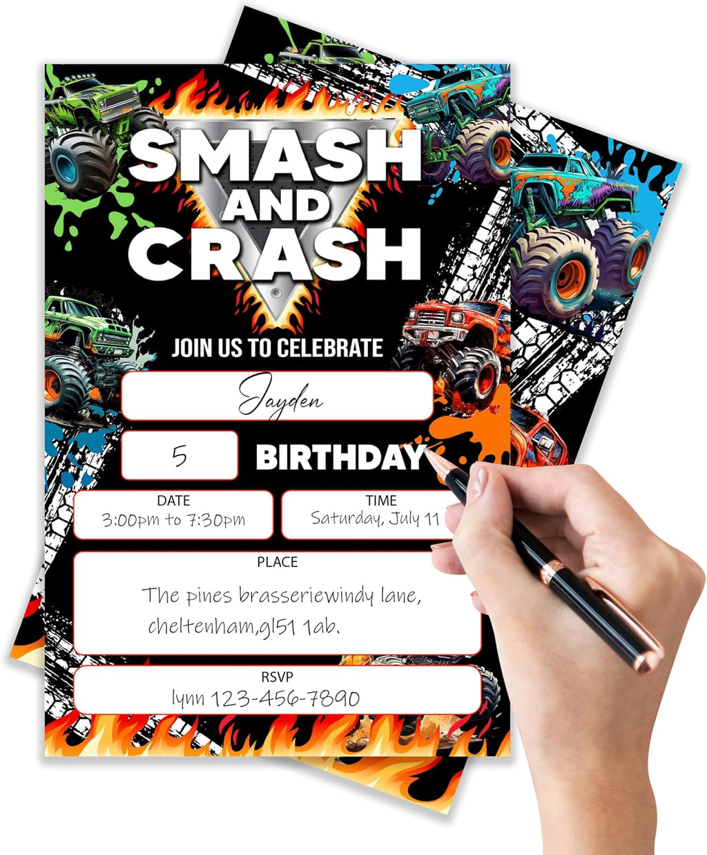 4x6 Truck Birthday Invitations, Truck Birthday Party Decorations, Invitation Cards, Birthday Party Invitations For Boys Girls, 20 Cards with 20 Envelopes.(188)