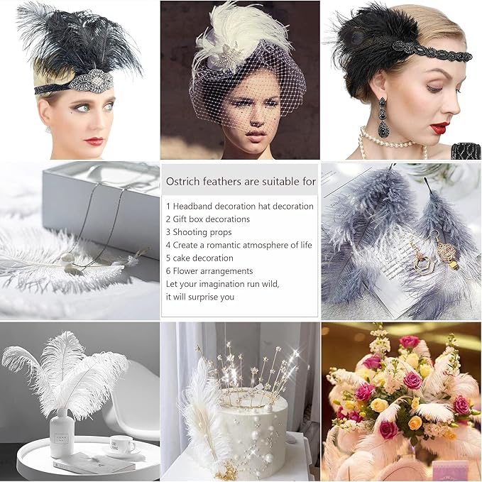 THARAHT Black Ostrich Feathers 24pcs Natural Bulk 10-12Inch 25cm-30cm for Crafts Wedding Party Centerpieces Halloween and Home Decoration Feathers