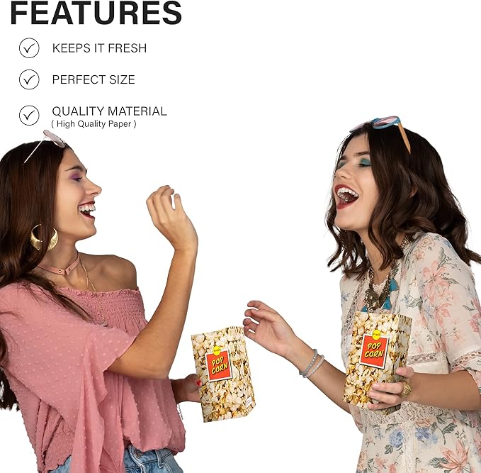 MT Products Small Popcorn Bags 1.5 oz. - Popcorn Holders for Party - Pack of 50