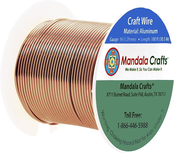 Mandala Crafts 16 Gauge Anodized Aluminum Craft Wire for Jewelry Making - 100 FT Colored Flexible Light Brown Wire - Bendable for Bonsai Armature Crafting Sculpting