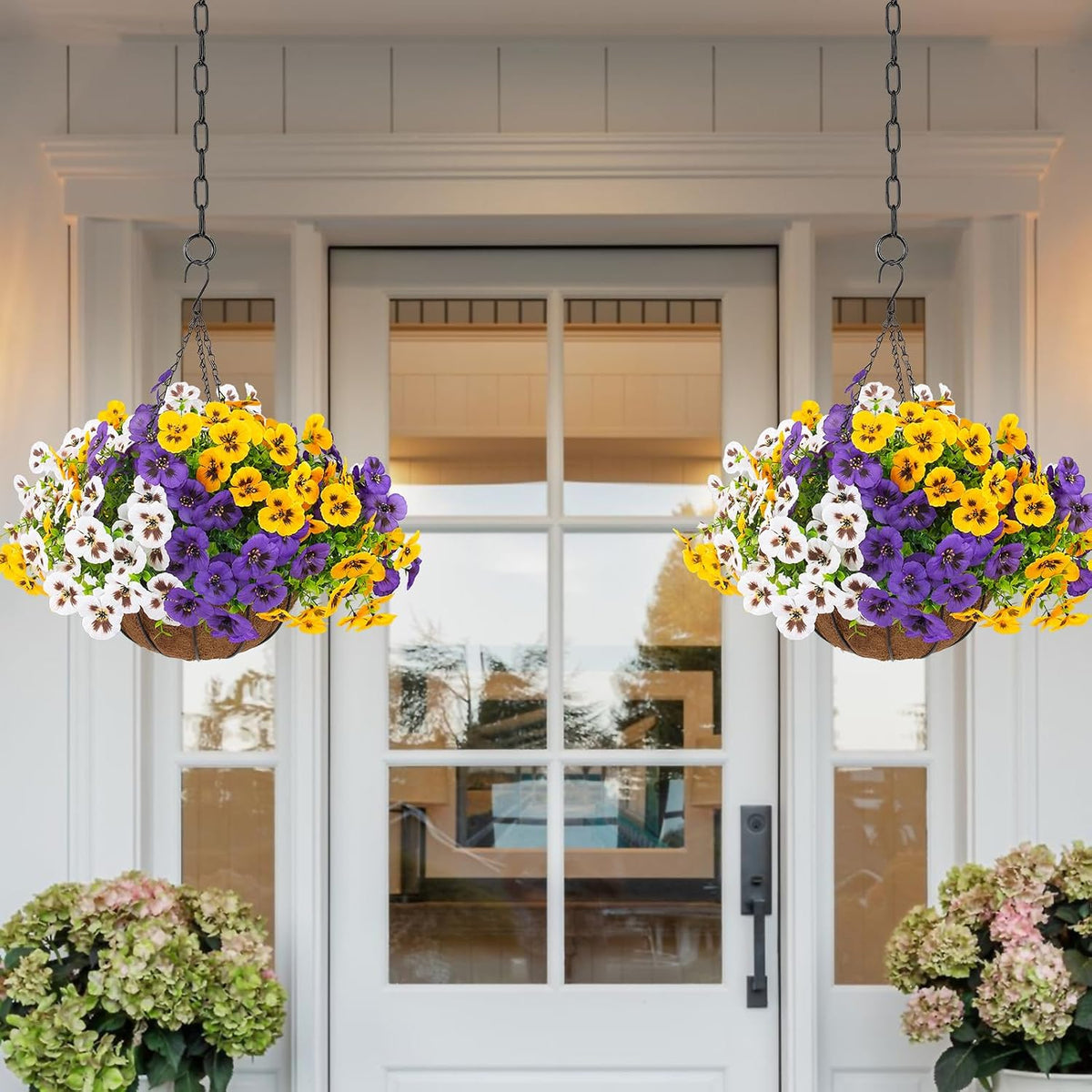 lovemoon 2 sets artificial hanging pansy flowers with showing dimensions