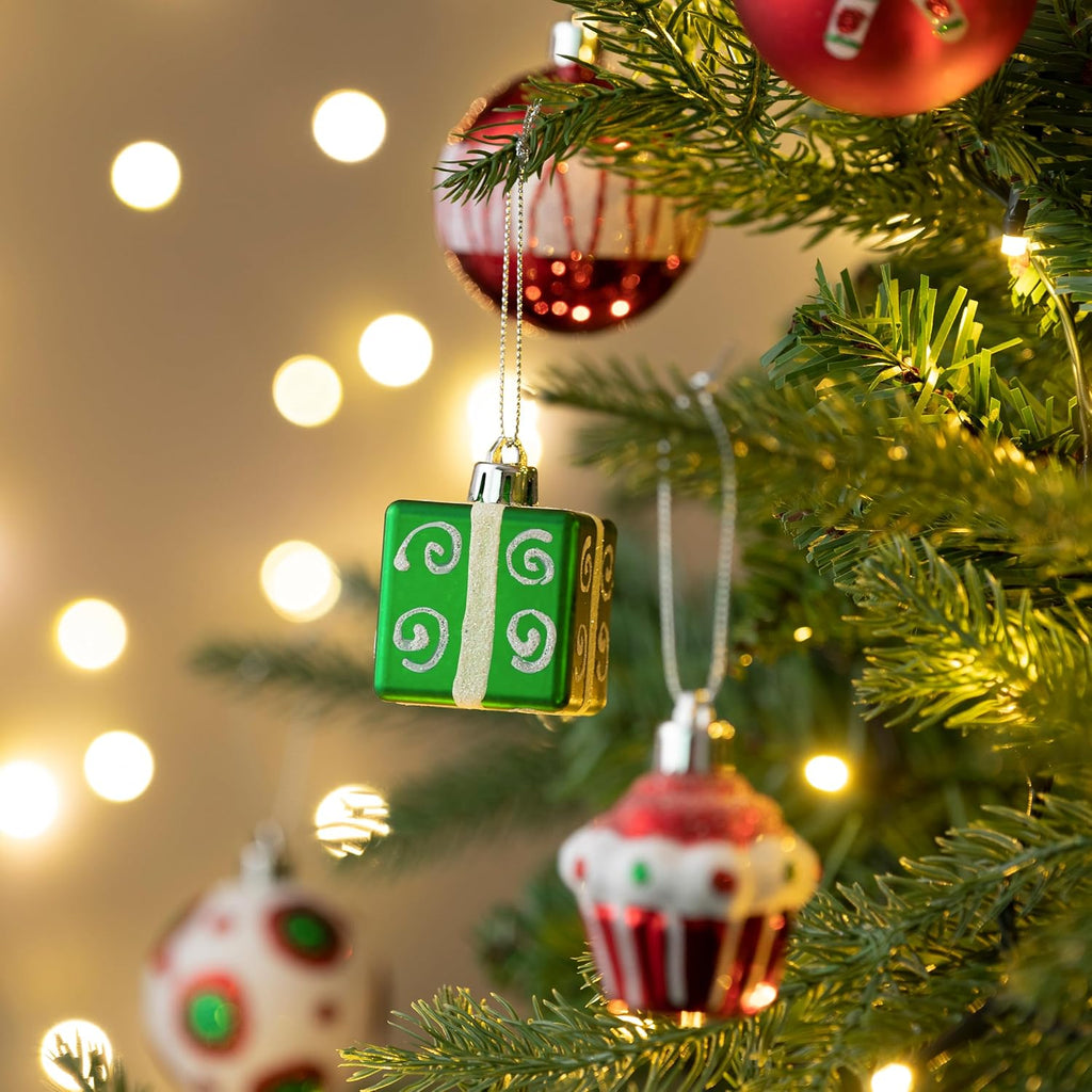 Valery Madelyn Christmas Tree Ornaments Set, 16ct Candy Cane Red Green White Shatterproof Christmas Tree Decorations Bulk, 2.36 Inch Decorative Hanging Ball Ornaments for Xmas Trees Holiday Decor