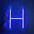 ENUOLI LED Blue Neon Letter Signs Night Light Battery or USB Operated LED Marquee Letters Neon Art Decorative Lights Wall Decor for Children Baby Room Christmas Wedding Party Decoration (H)