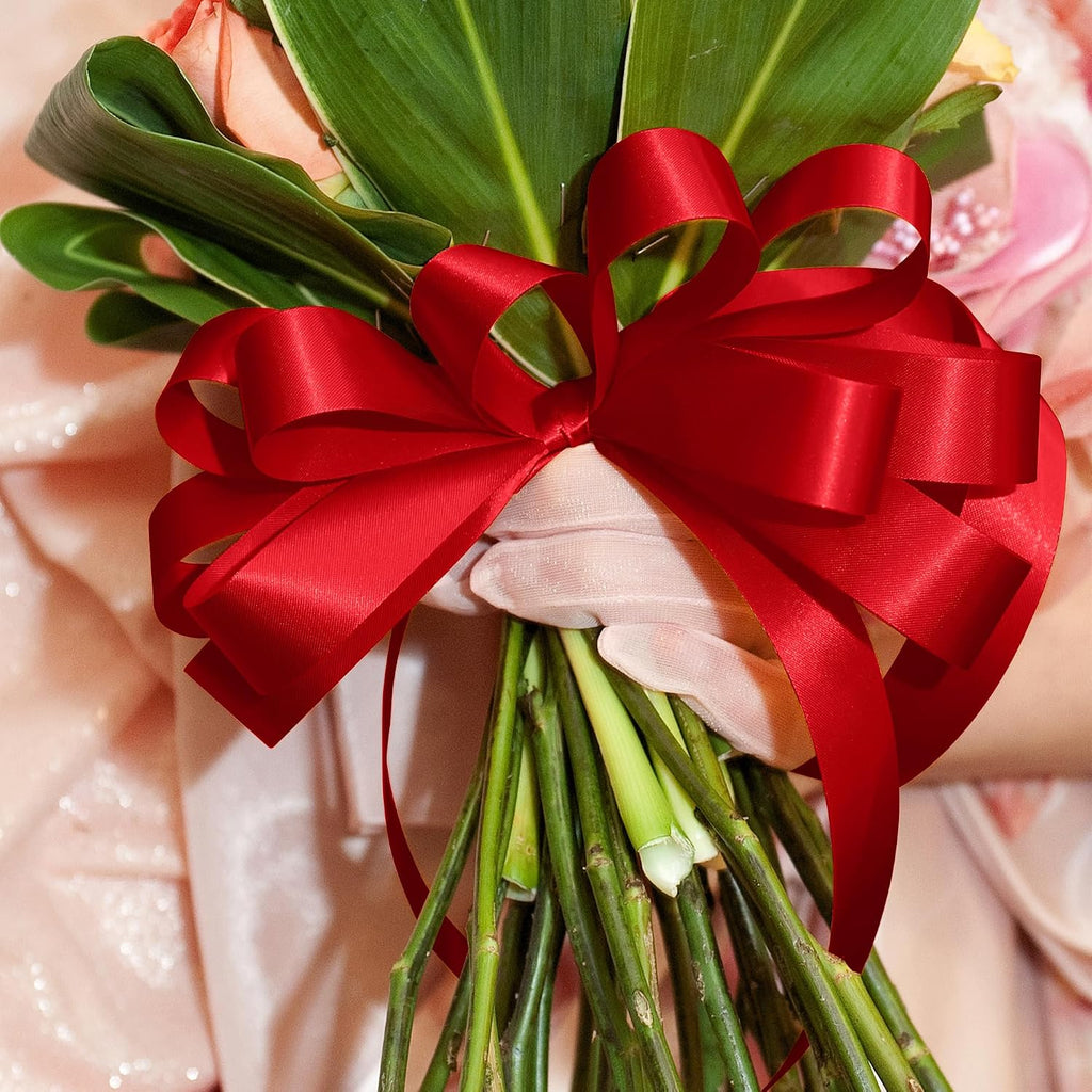 Fullive Red Ribbon 1 1/2 Inch, 30 Yards Red Ribbon for Gift Wrapping, Polyester Satin Mothers Day Ribbons for Wedding Valentines Day Decorations DIY Bows Wrapping Bouquet Floral Arrangements