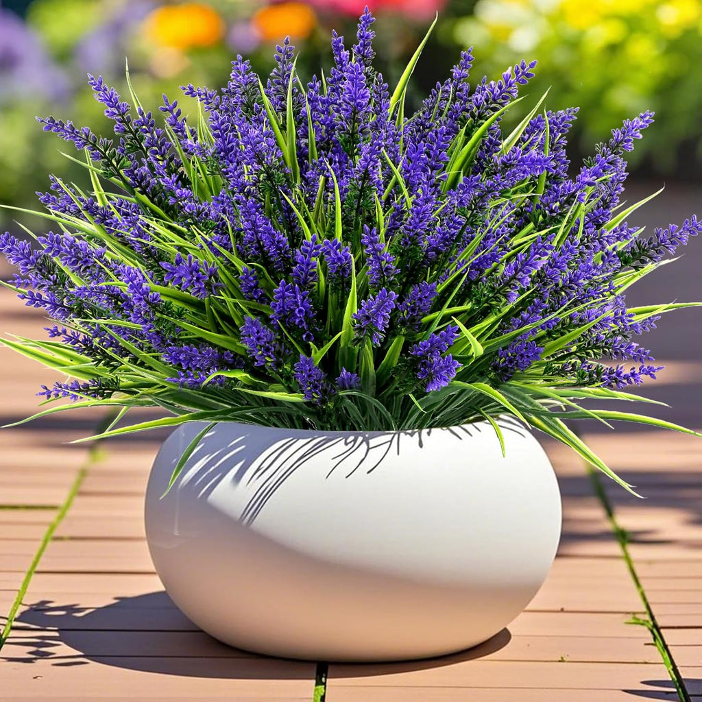 48 bundles artificial lavender flowers outdoor uv resistant shown in use