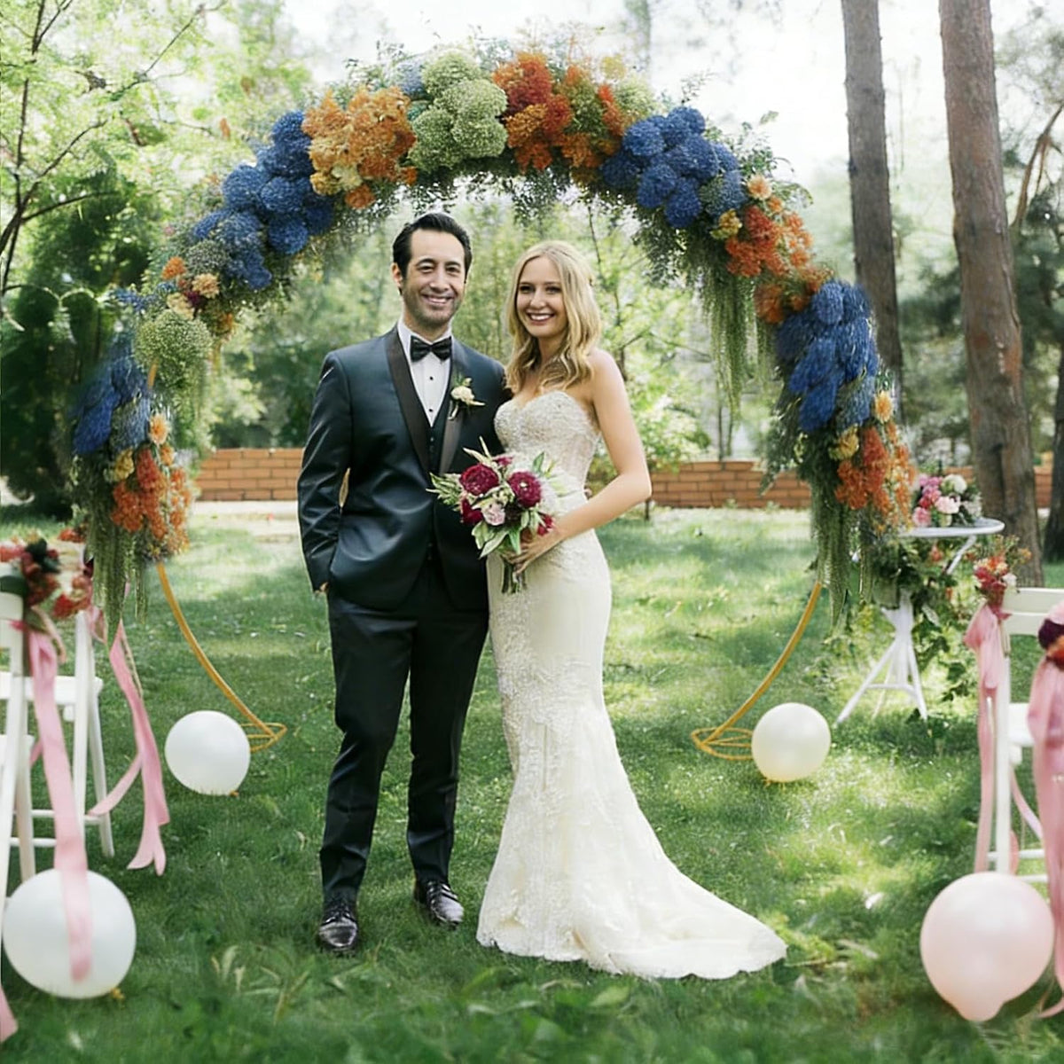 8ft Balloon Arch Stand,Round Backdrop Stand,Golden Circle Wedding Arch Frame ...