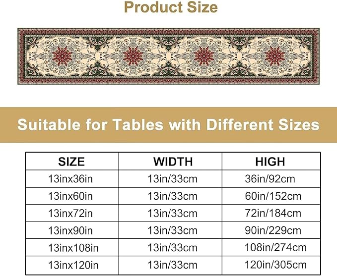 Vintage Paisley Bohemian Table Runner Beige Red Rustic Farmhouse Home Kitchen Table Dining Coffee Room Garden Party Wedding Decor 13x108in