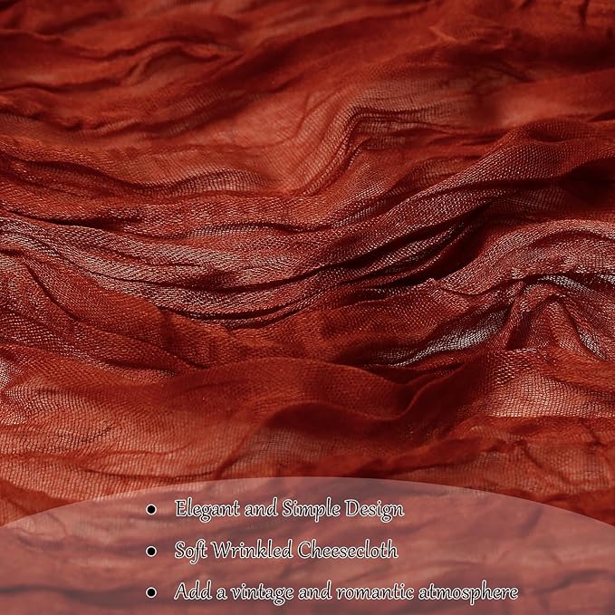 Cheesecloth Table Runner 10FT (35x120 Inch) - 10 Pack Terracotta Boho Gauze Fabric Cheese Cloth Table Runner Rustic Sheer Table Runners Cheesecloth for Wedding, Bridal Shower, Birthday Party Decor