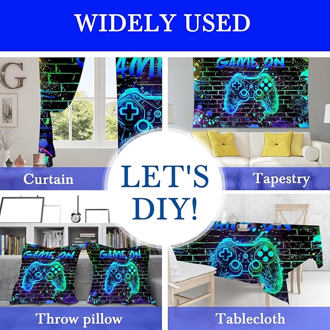 Mocsicka Game On Backdrop Video Game for Boys Level Up Birthday Party Decoration Game Night Arcade Neon Glow Gamer Banner Photography Background (Blue, 8x6ft(96"x72"))