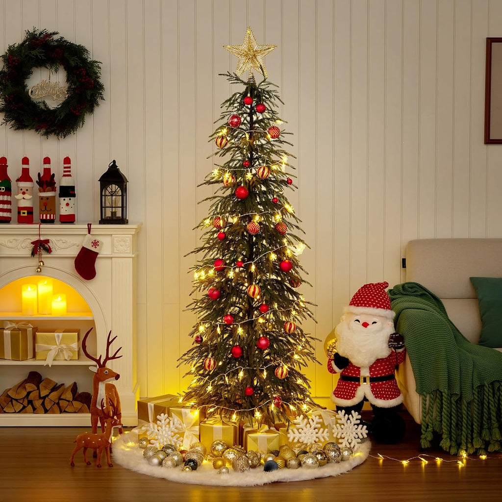 verinatural unlit christmas tree 6ft, skinny slim pencil, close-up detail