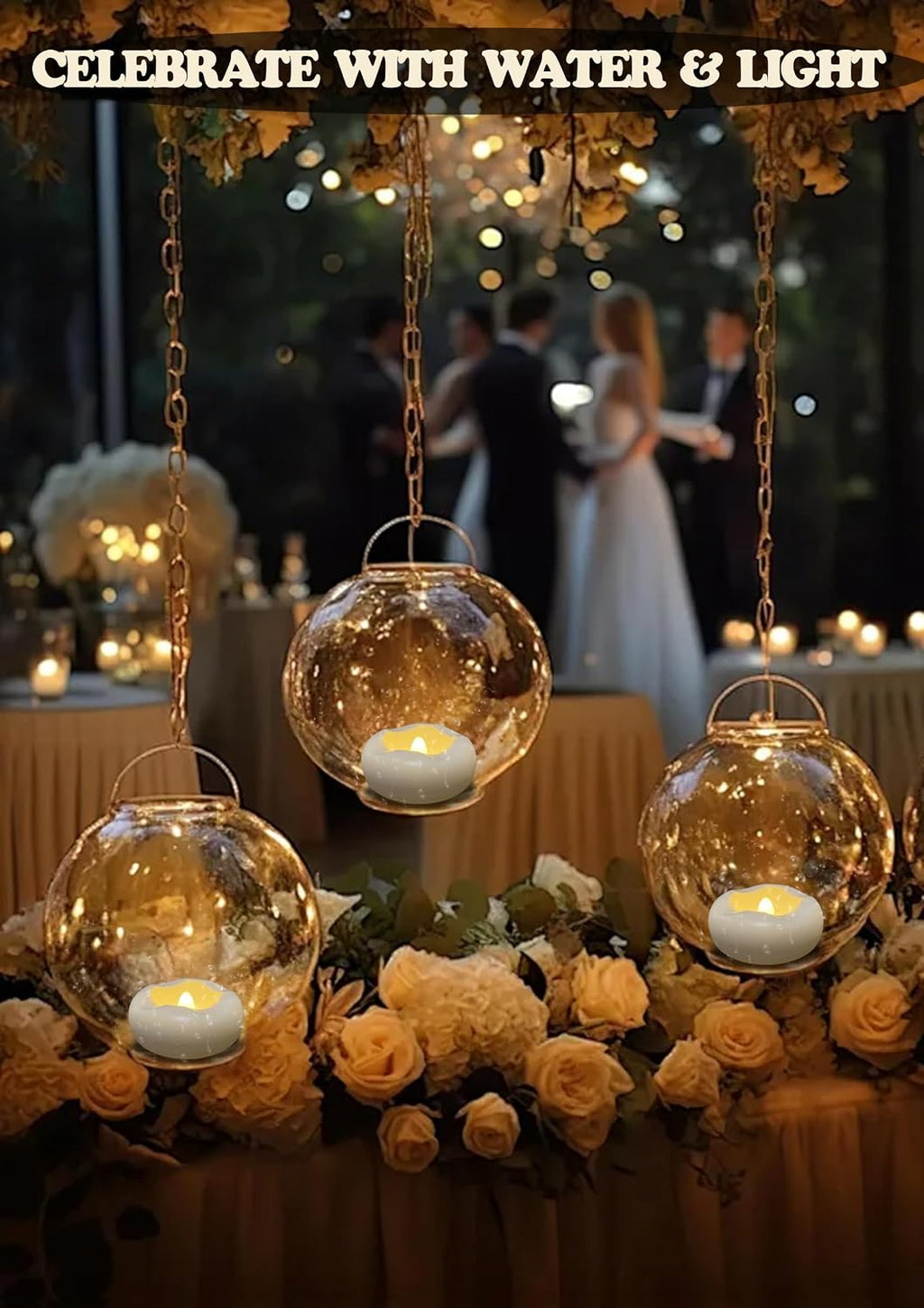 Floating Candles, Water-Activated 2.3" Flameless LED Candle 150+ Hours Waterproof Plastic White Battery Operated Candle for Centerpieces, Cylinder Vases Table Decorations Wedding Pool Party 24 Packs