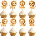 24Pcs Cute Lions Cupcake Topper Cartoon Lion Baby Cupcake Picks Safari Animal Food Picks for Baby Shower Boys Girls Lion Birthday Cupcake Decorations Lions Party Supplies