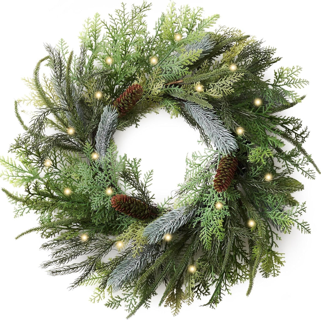 decorbyhannah 20" norfolk pine christmas door wreath with, main product view