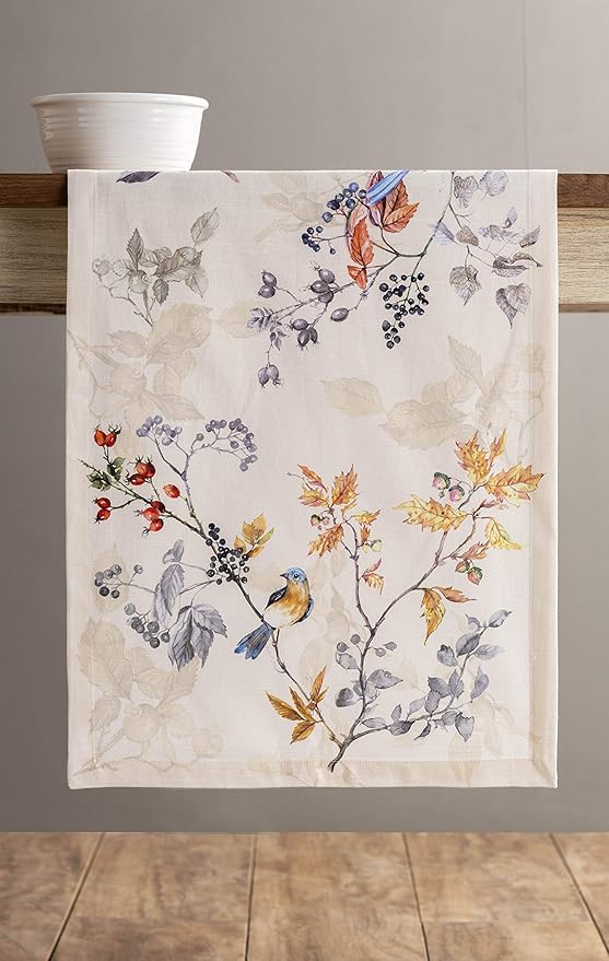 Maison d' Hermine Table Runner 100% Cotton Single Layer Table Runners 72 inches Long for Thanksgiving Christmas Decorations Home Kitchen Dining Party Wedding (Equinoxe - Beige, 14.5" x 72")