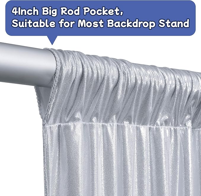 leegleri 30x10ft Thick Silver Glitter Backdrop Curtain Panels for Parties, Wrinkle Free Sequin Sparking Photo Backdrop Drapes, 6Panels 5x10ft Shimmer Back Drop Cloth for Wedding Birthday Photography