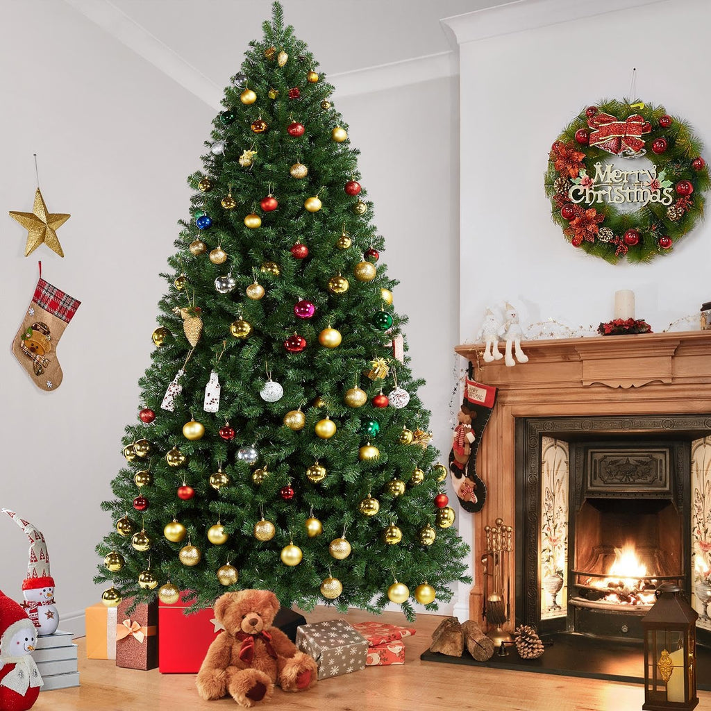 yaheetech 9ft pre-lit christmas tree with 850 warm, close-up detail