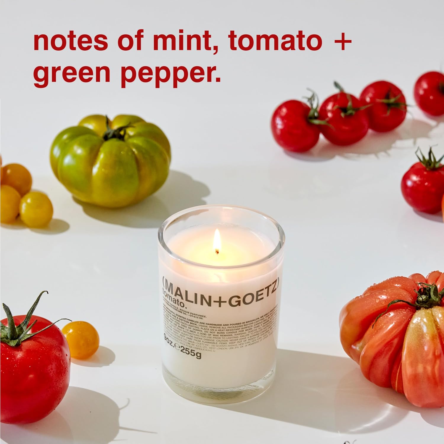 MALIN+GOETZ 9oz Scented Candle | Hand-Poured Soy Wax with Unique Fragrance Blends | Clean-Burning, Vegan & Cruelty-Free | Bergamot, Sage, Otto, Tomato, Strawberry, Cannabis, Dark Rum & Leather