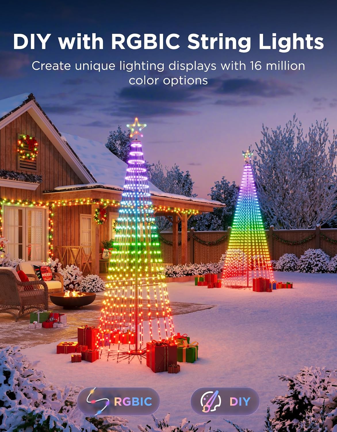 Govee Christmas Cone Tree Lights, 12ft 1210 LEDs RGBIC Christmas Tree Light