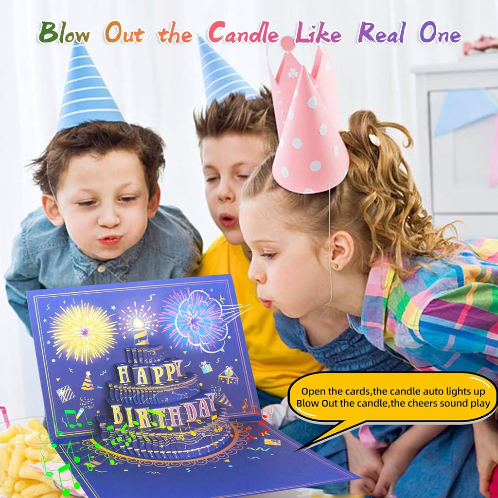 MZD8391 3D Pop Up Birthday Cards, Musical LED Lights Birthday Cards, Greeting Cards, Birthday Gifts for Mom Women Men Kids Child Dad Father Wife