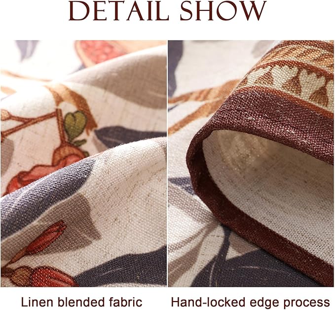patdrea Designer French Extra Long Rectangle Tablecloth,Vintage Linen Pomegranates Leaves Pattern Tablecloths,Fall Decor Table Cover for Kitchen Dining Christmas,Thanksgiving,67"x118"-Tehran a