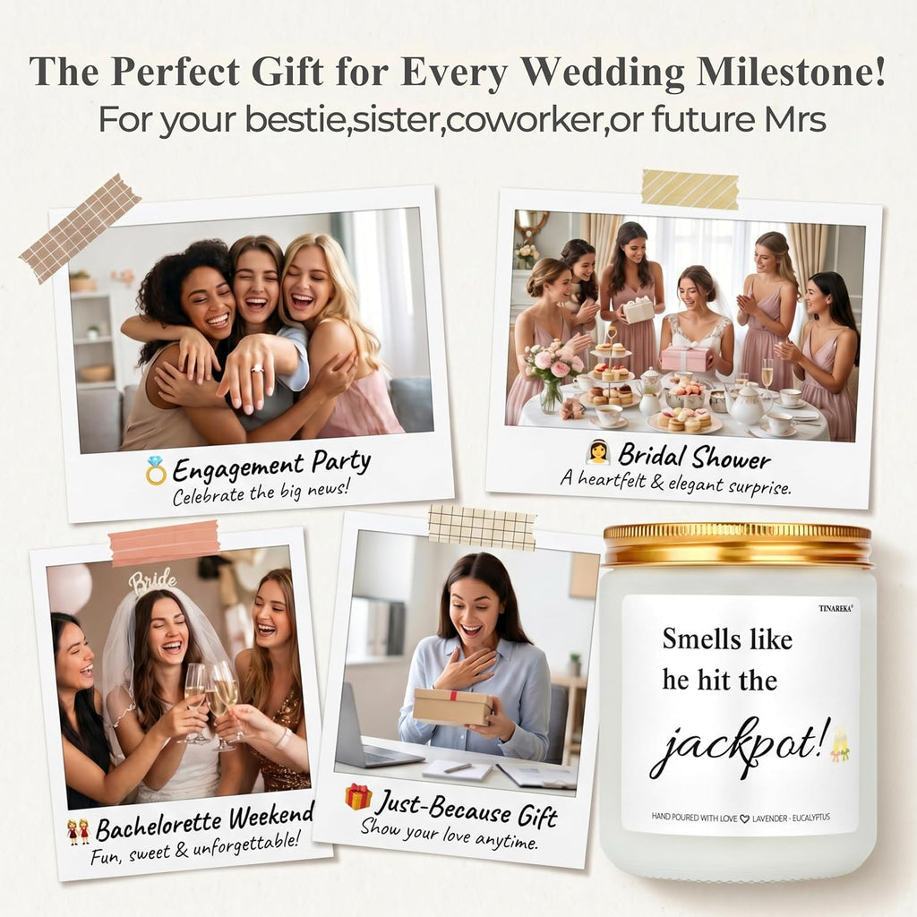 Engagement Candle – Funny Bridal Shower Gifts for Bride to Be | 7oz Lavender Eucalyptus Candle 100% Natural Soy Wax, 40 Hour Burn Time, Engagement Gifts for Women Bride