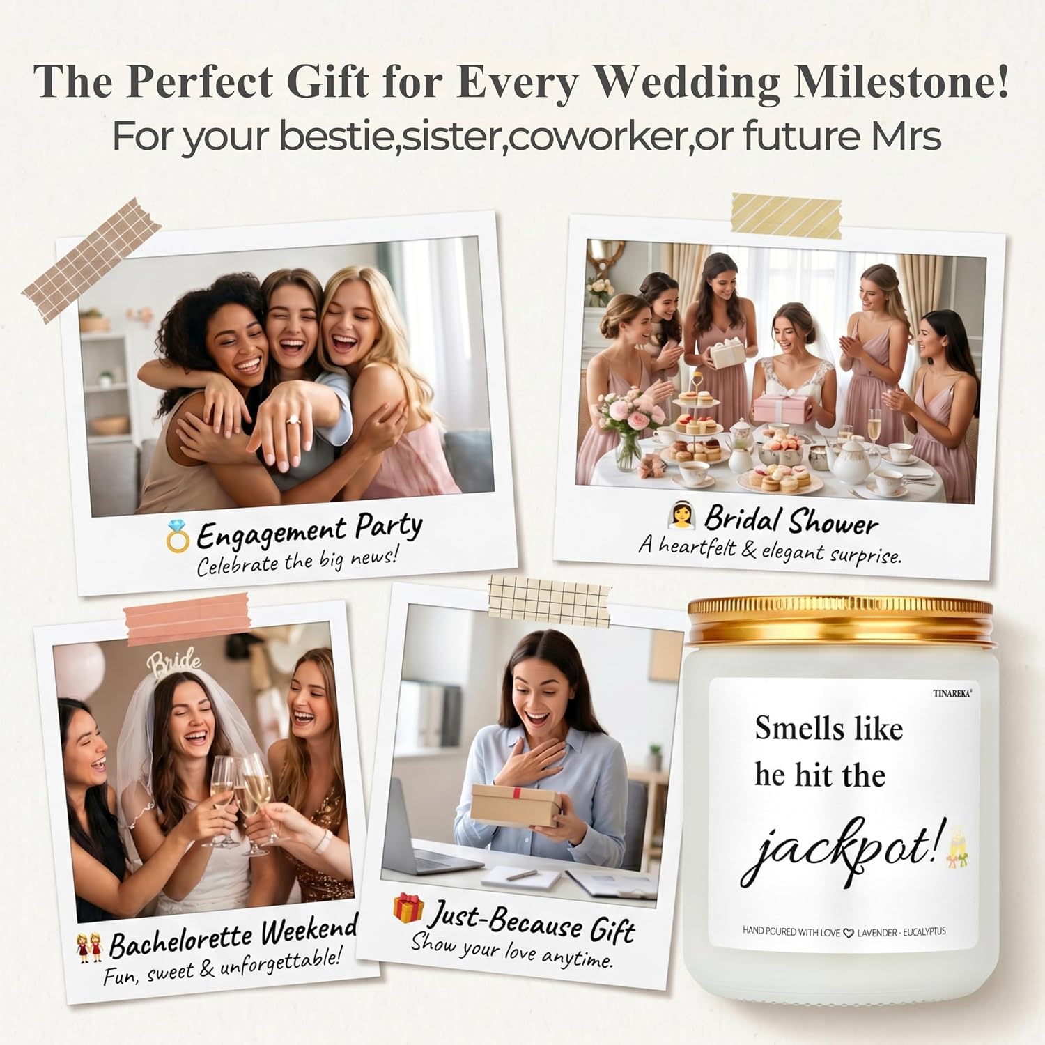 Engagement Candle – Funny Bridal Shower Gifts for Bride to Be | 7oz Lavender Eucalyptus Candle 100% Natural Soy Wax, 40 Hour Burn Time, Engagement Gifts for Women Bride