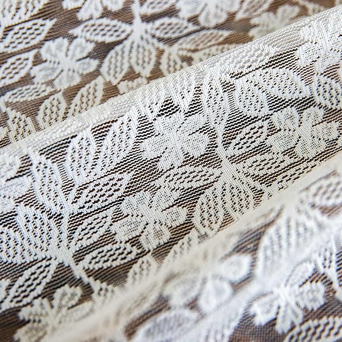 Lace Tablecloth Leaf Pattern Warp Knitting Fabric Solid White Rectangle/Oblong Table Cover for Kitchen Dining Farmhouse Wedding Party Decor Ivory, 55x102 Inch