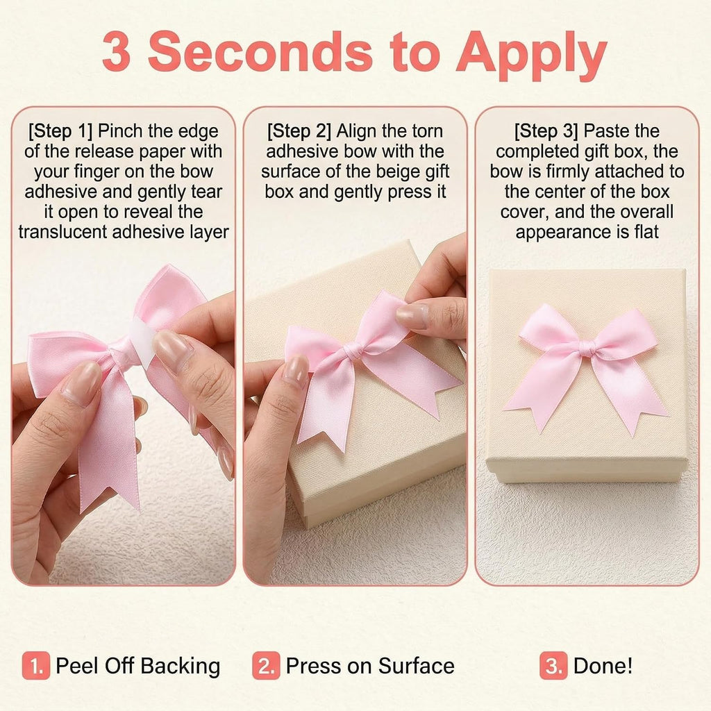 Pink Gift Wrap Bows – 50pcs 3.3 Inch Elegant Satin Bows for Gift Wrapping, Wedding Decor, Baby Shower, Party Decorations, Birthday, Christmas, Anniversary, DIY Crafts, Gift Bags