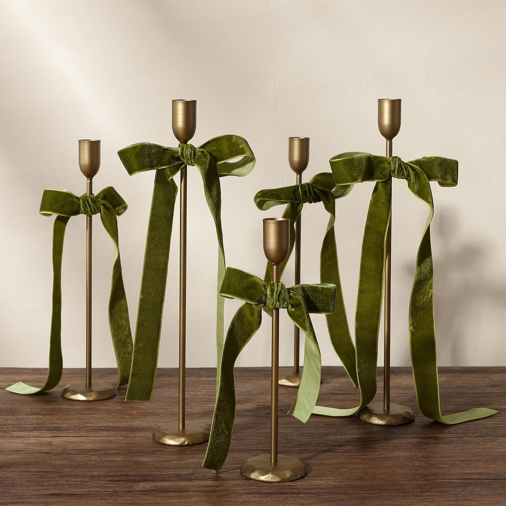 Perfnique Brass Candlestick Holders Set of 3 - Antique Gold Iron Candle Holders for Christmas, Birthday, Wedding, Party, Dining Table, Fireplace Mantel Decor