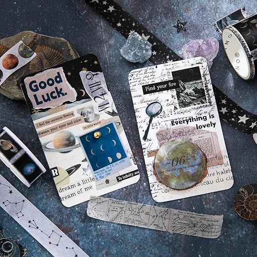 18 Rolls Celestial Washi Tape Set Galaxy washi Tape for Crafts and Journaling DIY washi Tape for journaling Decorative Tape for Scrapbook Scrapbooking Supplies
