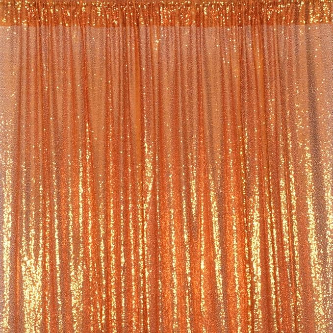 Poise3EHome Orange Sequin Backdrop, 10Ft x 10Ft Glitter Photography Background Curtains for Halloween Party Wedding Birthday Christmas Thanksgiving Decoration