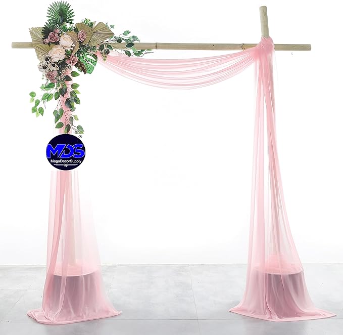MDS Halloween Chiffon Draping Fabric - 1 Panel, 30" Wide x 75ft Long - Sheer Spooky Arbor & Canopy Drapery for Haunted House Backdrops, Party Ceilings, DIY Costumes & Themed Events - Blush Pink