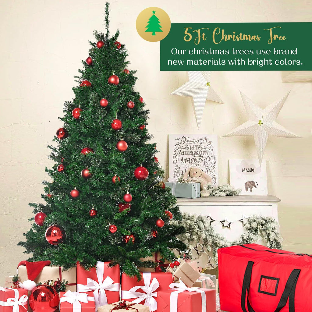 5ft green artificial christmas tree,arbol de navidad small, side view
