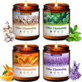 4 Pack Odor Eliminating Candles Set - Eliminates 95% of Pet, Smoke, Food, and Other Smells Quickly - Air Freshing Scent of Lavender/Orange/Mint/Cotton - 28oz Soy Candles for Home Scented, 200 Hours